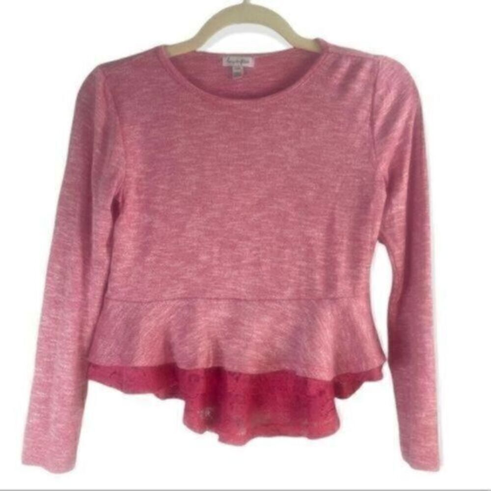 Love Fire Pink Hacci Lace Peplum Top Girls Medium